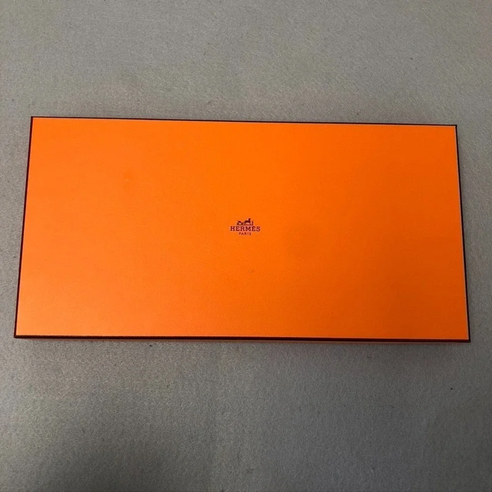 Authentic Hermes Orange Storage Gift Box Empty 14.5x7.5x1.5 Small Rectangle